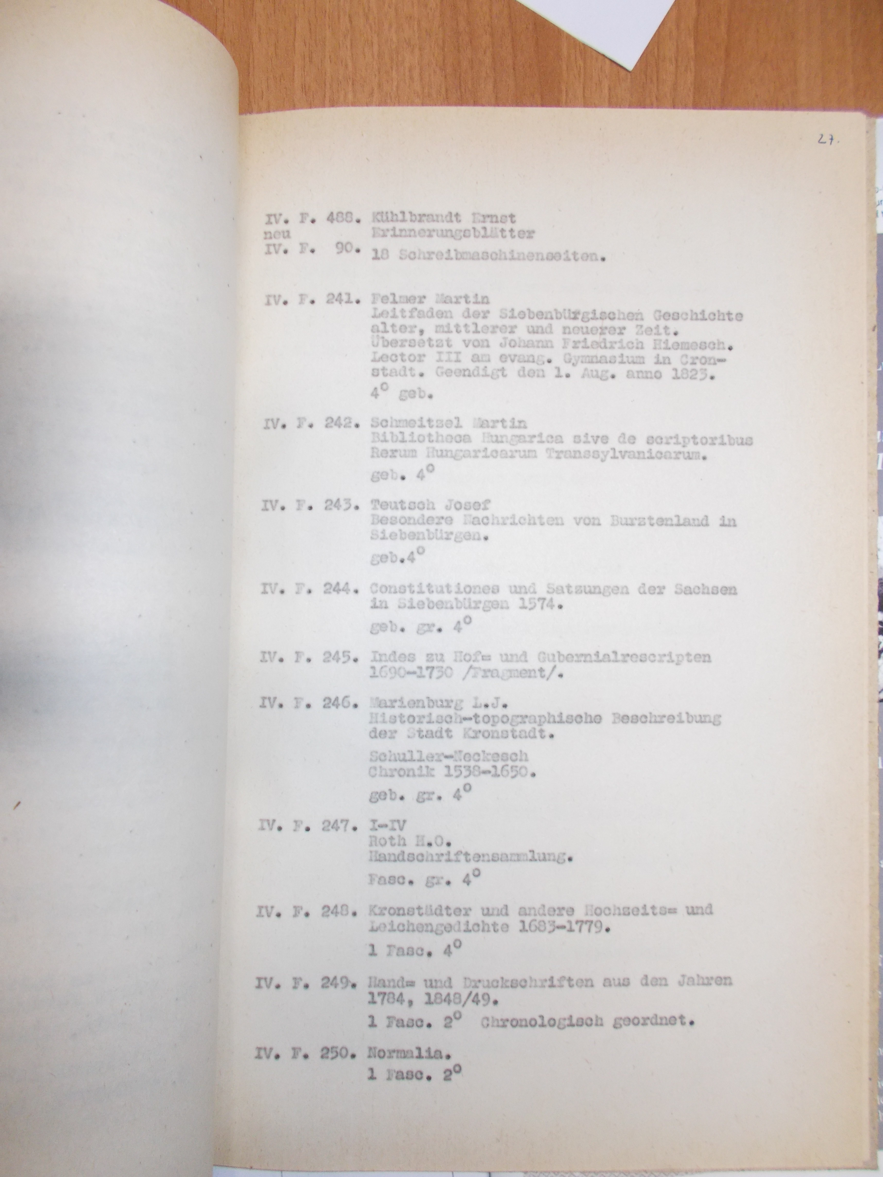 Official Registration of Hans Otto Roth Collection